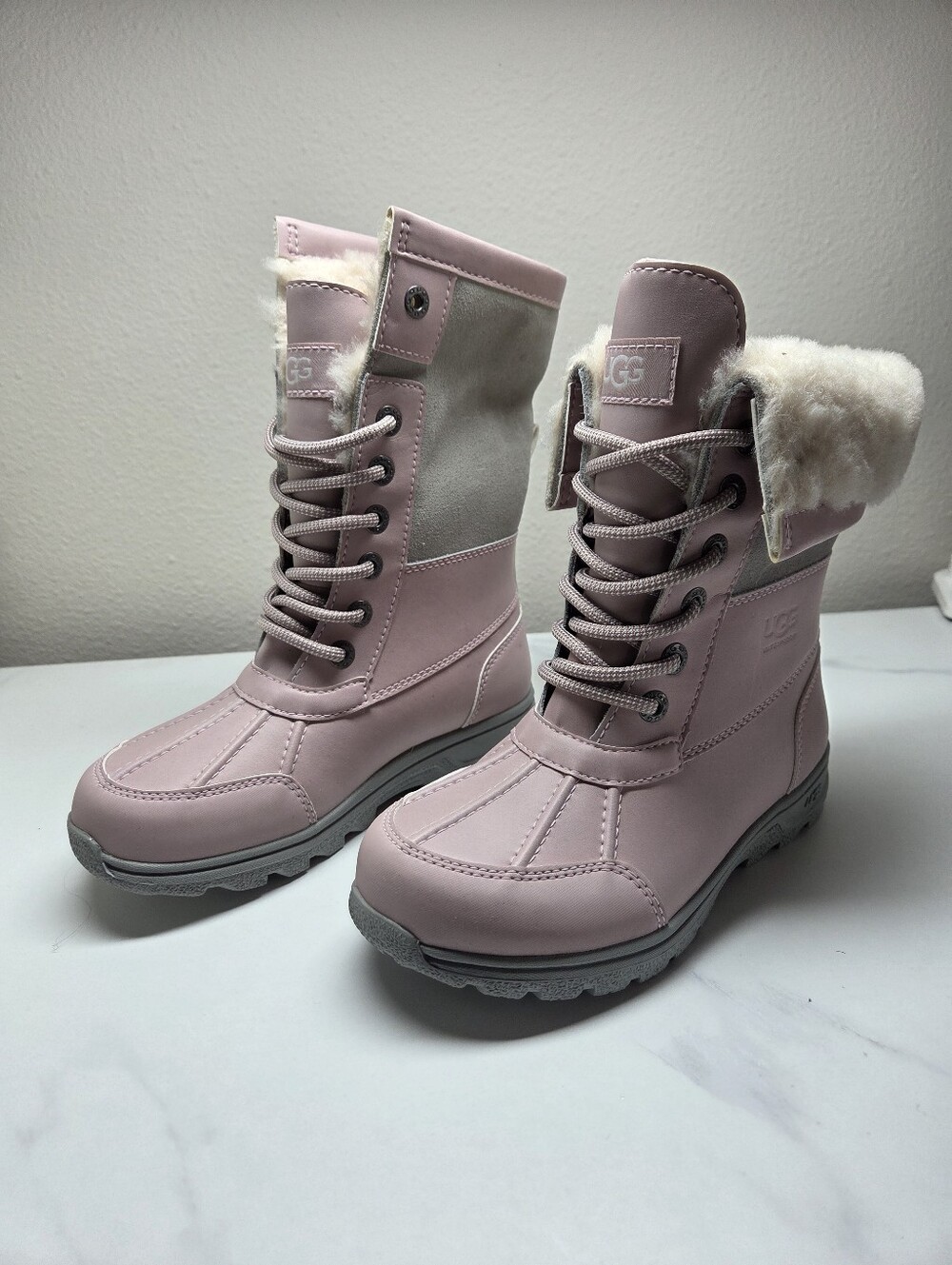 UGG Kids Butte II CWR Waterproof Winter Boots Pastel Pink Gray Size 13 NIB